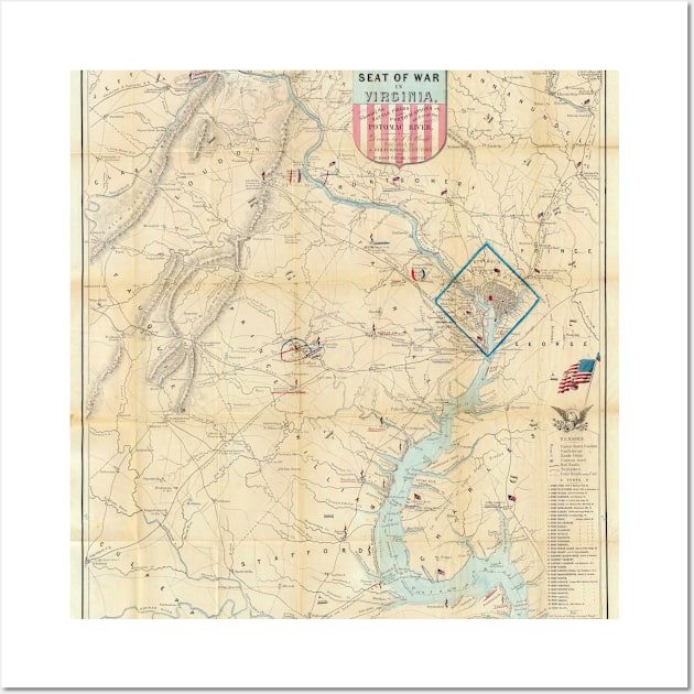 Vintage Northern Virginia Civil War Map (1862) Wall Art by Bravuramedia